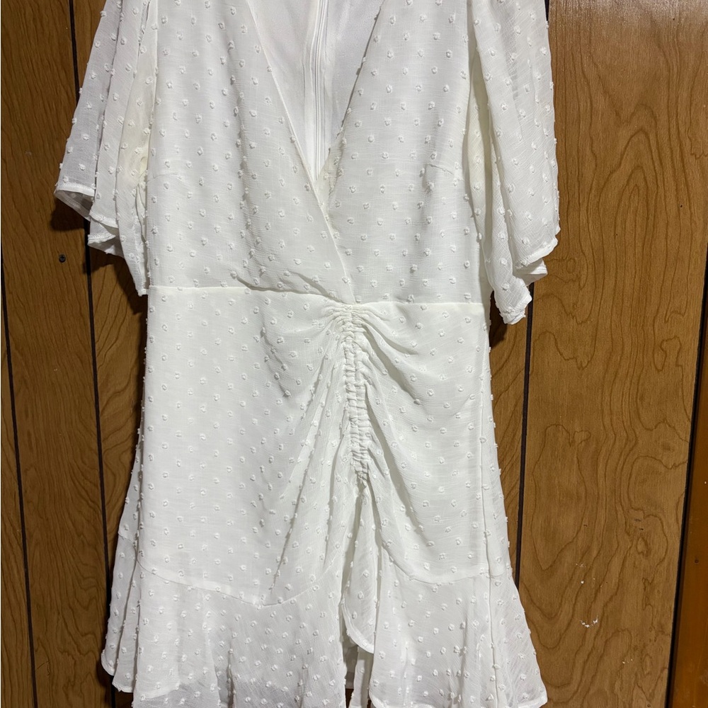 Love Riche Textured White Long Sleeve Dress